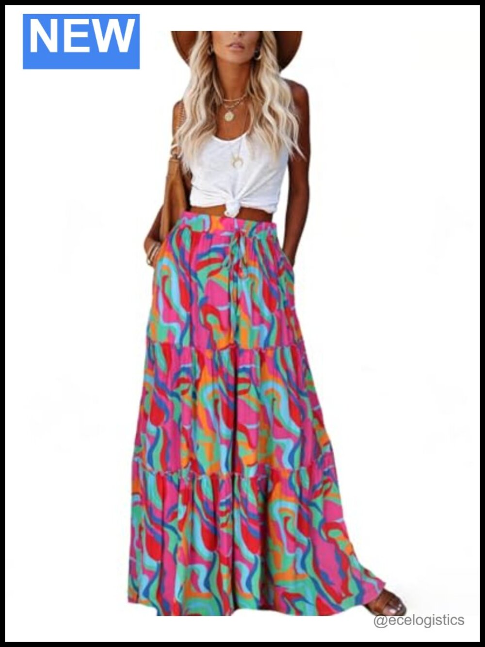 Flowy Boho Maxi Skirt with Pockets